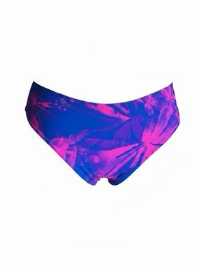 Women’s Blue-Pink Floral Cheeky Bikini Bottoms - Small, New (Never Worn)